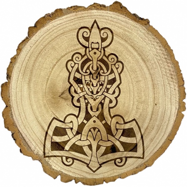Thor's Hammer - Wooden Altar Slice